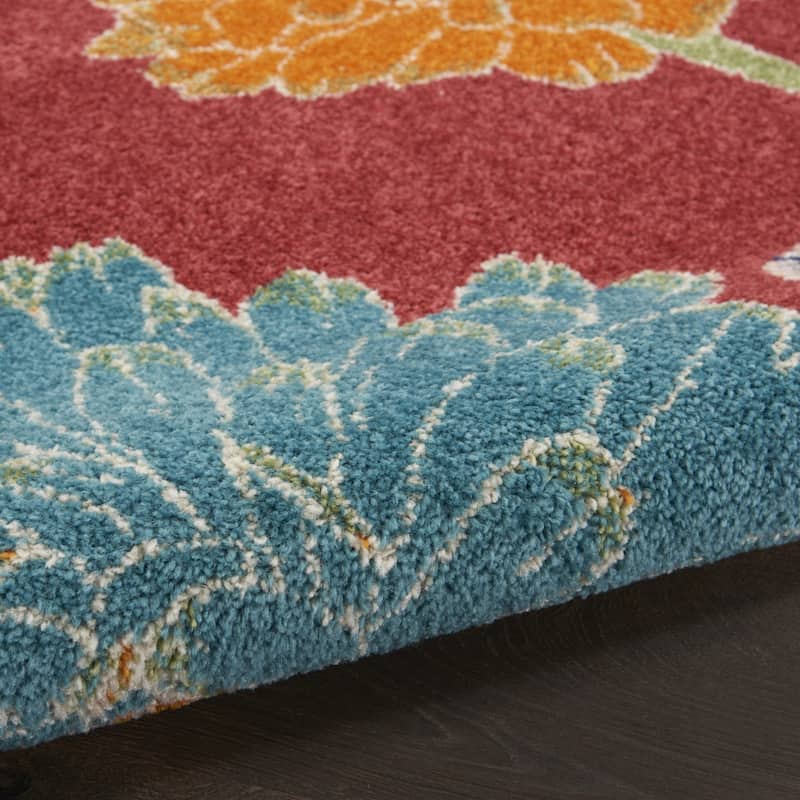 Power Loomed Floral Low Pile Durable Area Rug - 118' X '94' X '0.25