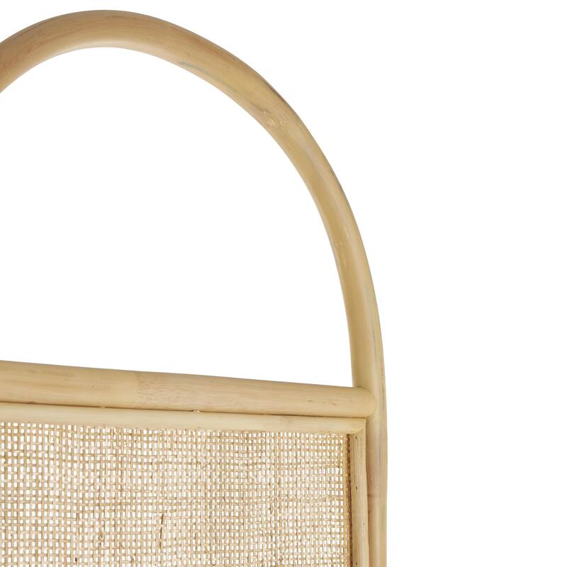 Rattan Geometric Woven Arched Oval 3 Panel Partition Room Divider Screen - Light Brown - Roche River Decor - 17"W x 51"L x 71"H