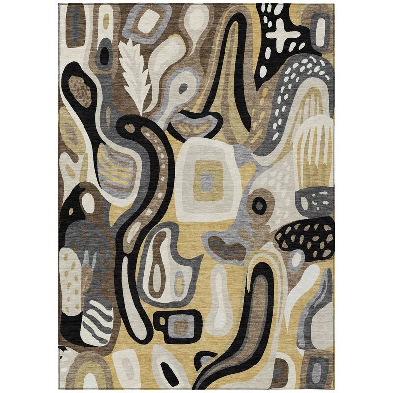 Machine Washable Indoor/ Outdoor Modern Picasy Chantille Rug
