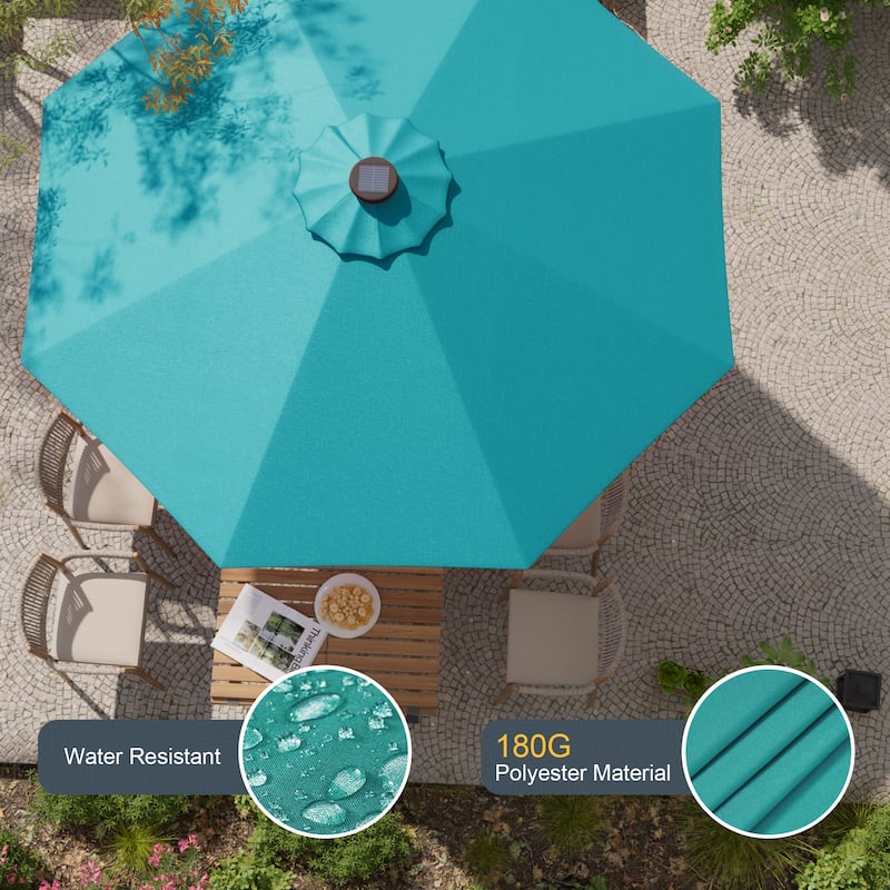 LIVOOSUN 9Ft Patio LED Market Umbrella Outdoor Table Steel Umbrella