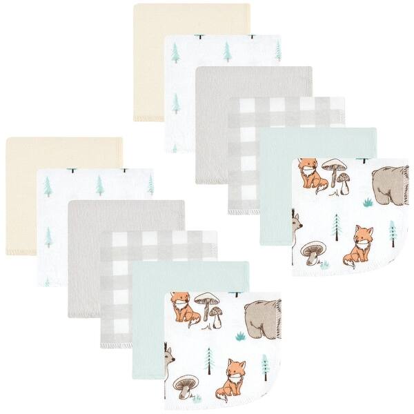 slide 1 of 1, Hudson Baby Flannel Washcloths, Neutral Woodland Pals 12Pk, One Size - Neutral Woodland Pals 12Pk - One Size One Size - Neutral Woodland Pals 12Pk