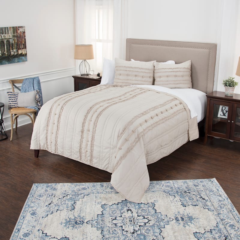 Hattie Natural Hand Quilted Cotton Quilt - King