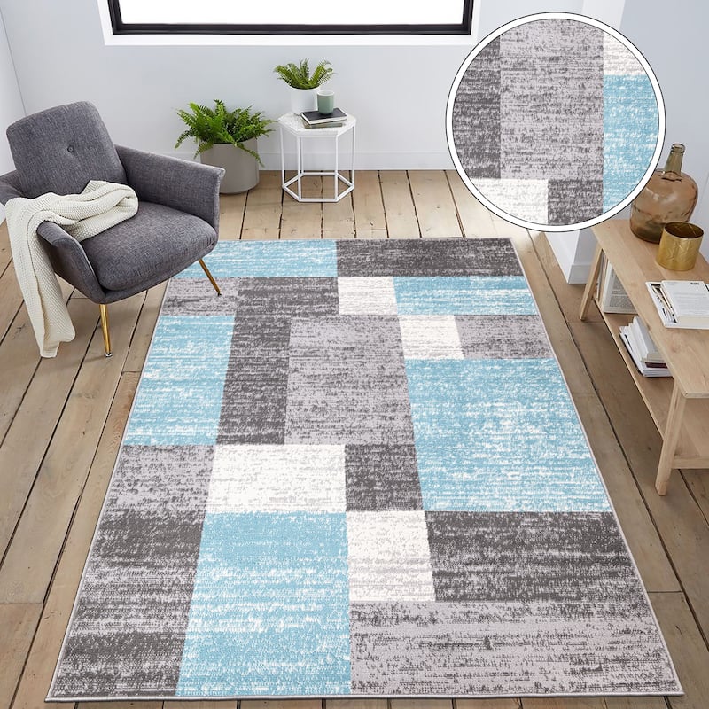 World Rug Gallery Modern Geometric Boxes Area Rug