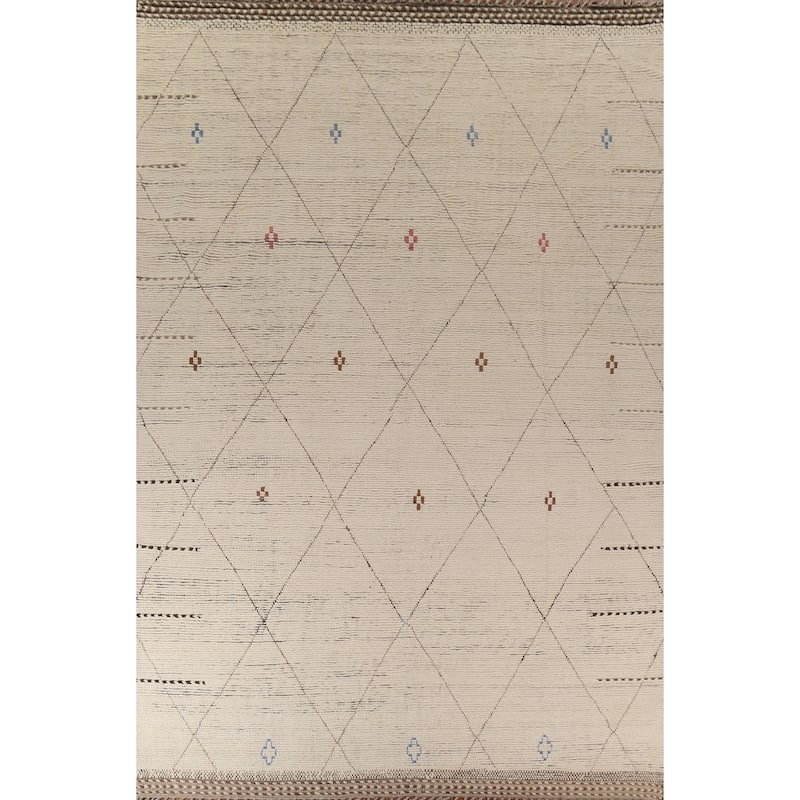 Earth Tone Moroccan Oriental Large Area Rug Handmade Wool Carpet - 10'1"x 14'8"