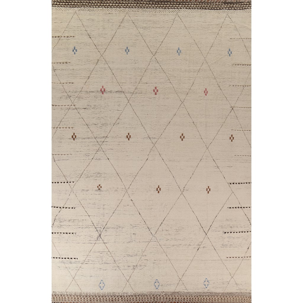 Earth Tone Moroccan Oriental Large Area Rug Handmade Wool Carpet - 10'1"x 14'8"