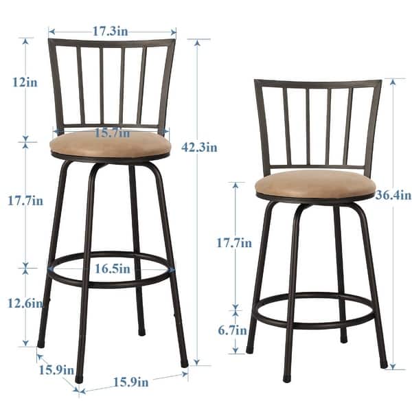 VECELO Set of 2 & 4 Swivel Adjustable Bar Stools Height Counter Stools ...