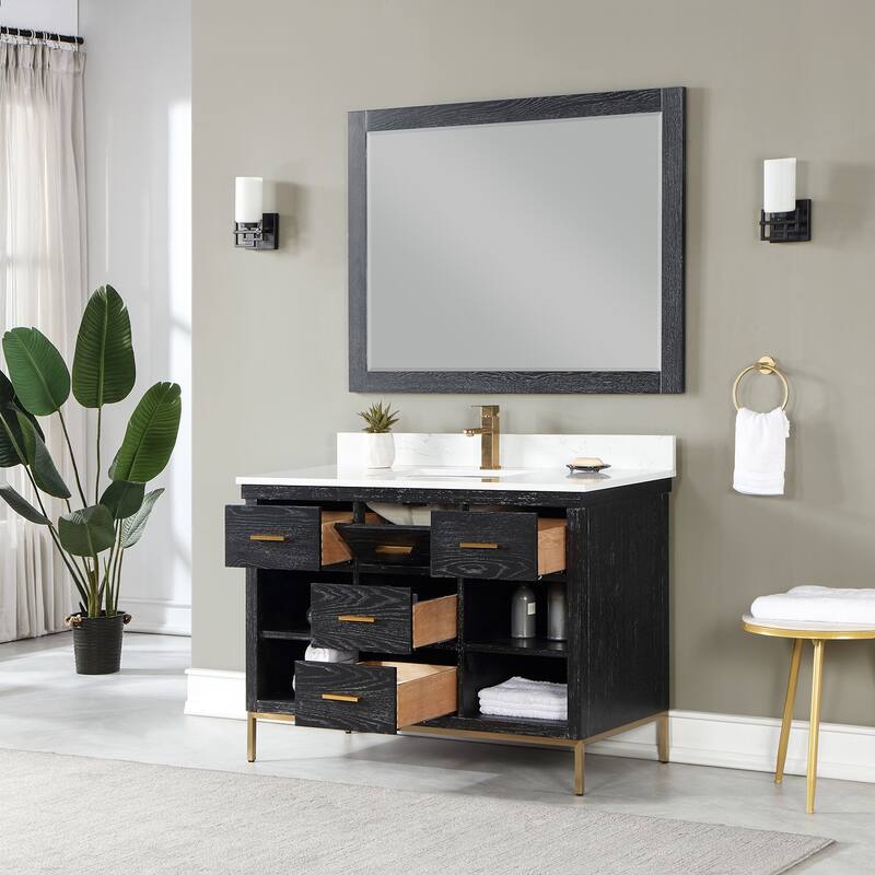 Altair Kesia Bathroom Vanity with Composite Stone Countertop with Mirror