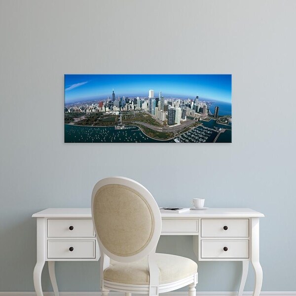 Easy Art Prints Panoramic Image 'Park in a city, Millennium Park, Lake Michigan, Chicago, Illinois' Canvas Art