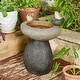 preview thumbnail 3 of 44, Glitzhome 24-inch Outdoor 2-tier Faux Pebbles Polyresin Birdbath Fountain with Pump Grey