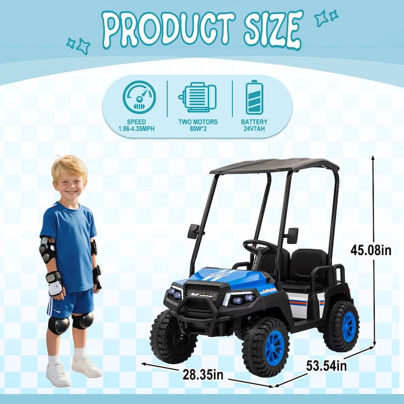 24V XL Kids Ride On Electric Truck with 4 Seats, Remote Control, Dual Motors, Suspension, Bluetooth Audio & Removable Sunshade