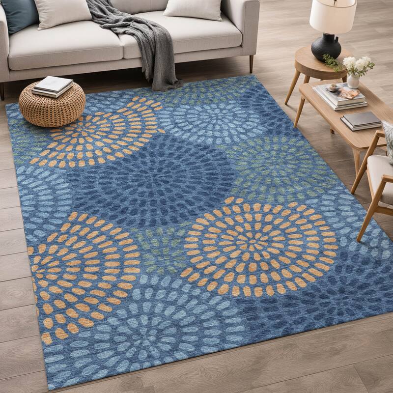 Machine Washable Indoor/ Outdoor Casual Ric Chantille Rug