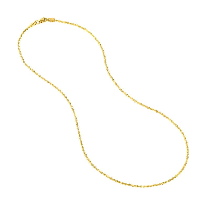 Curata 10k Yellow Gold 1.56mm Diamond Cut Rope Chain Necklace (Lobster)