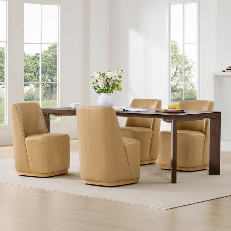 Brian Modern Dining Chairs with Casters&Wood Base Set of 2