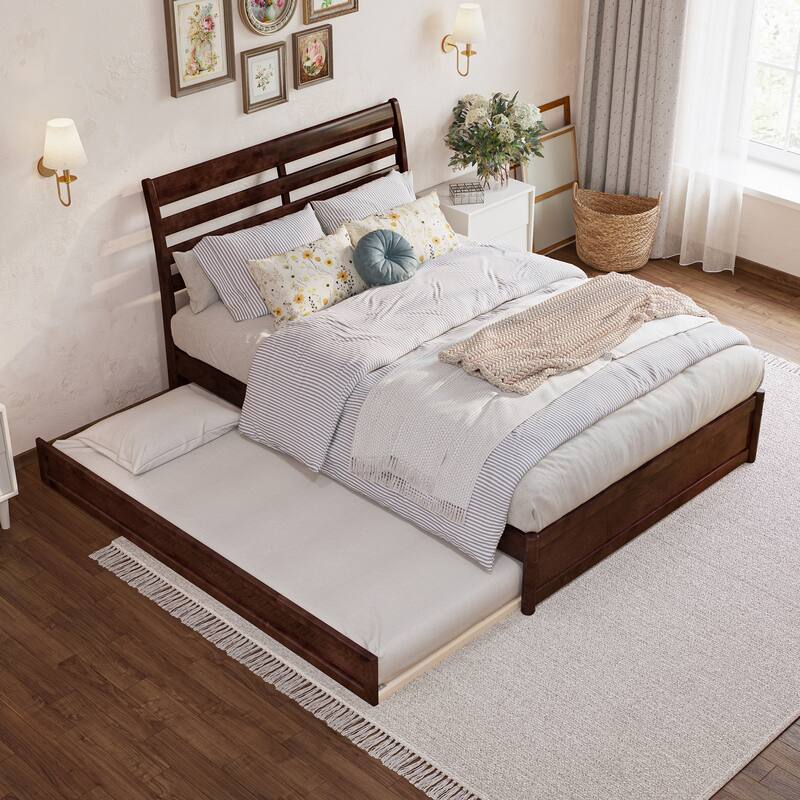 Emelie Platform Bed with Panel Footboard and Twin Trundle