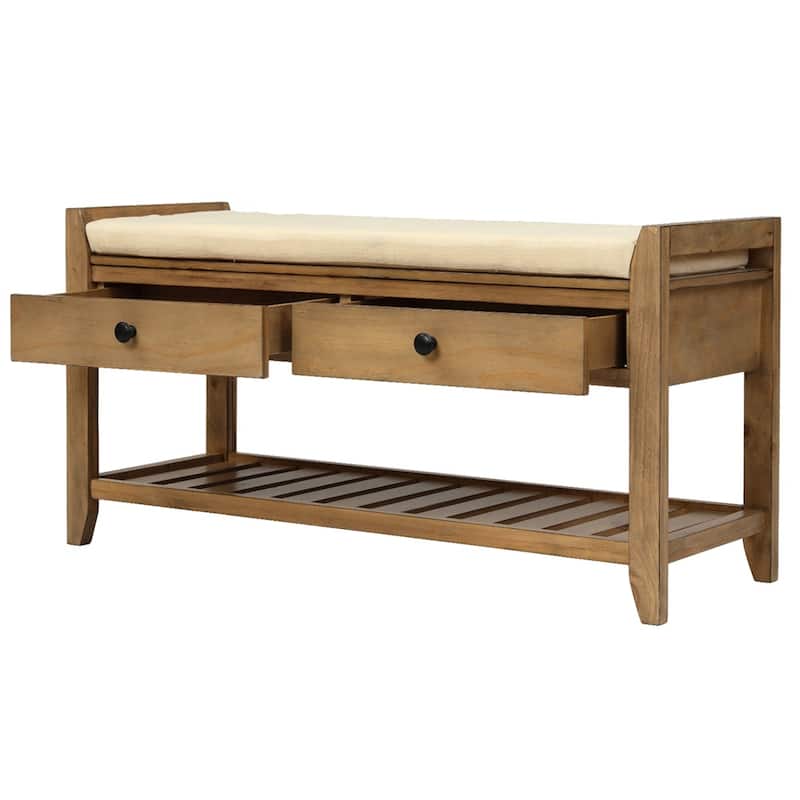 Merax Multipurpose Storage Bench Shoe Rack with Cushioned Seat and Drawers