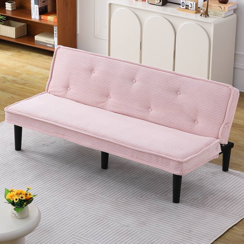 This 66-inch corduroy sofa bed can flexibly adapt to the living room ， bedroom, switch between the two comfortable forms.