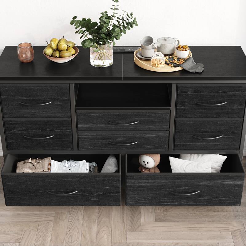 8 Drawers TV Stand with Power Outlet