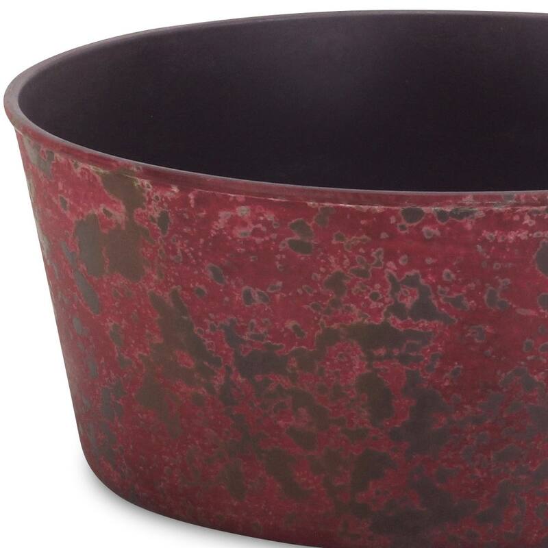 HomeRoots 10" Red Recycled Plastic Indoor Outdoor Round Pot Planter