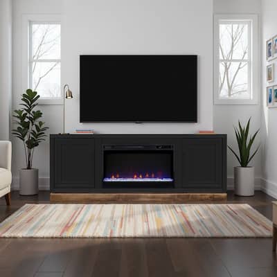 Bridgevine Home Nora 64 inch Fireplace TV Stand, for TVs up to 85 inches, Two-Tone Finish