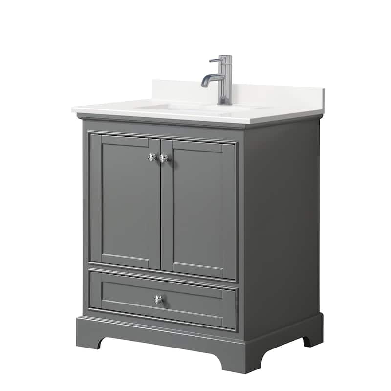 Wyndham Collection WCS202030S-QTZ-UNSMXX Deborah 30" Free Standing - Dark Gray / White Quartz Top / Polished Chrome