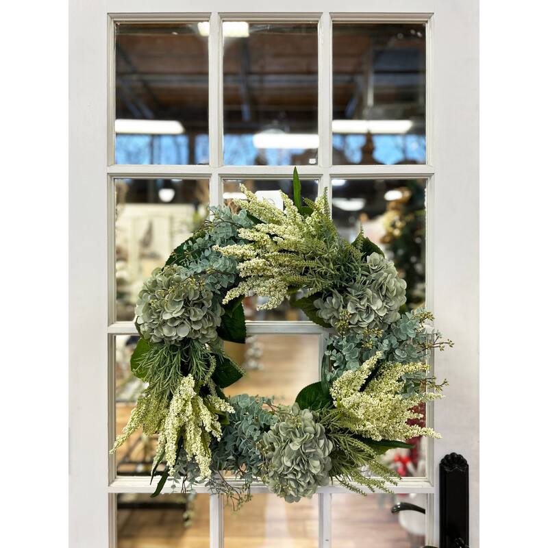 25" Hydrangea, Heather and Eucalyptus Wreath