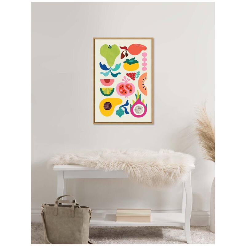 Kate and Laurel Sylvie Modern Colorful Abstract Fruits Framed Canvas by Rachel Lee