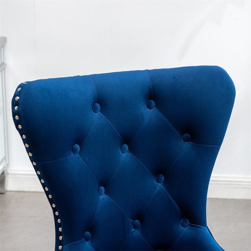 Contemporary Tufted Velvet Chair with Nailhead Trim,Set of 2
