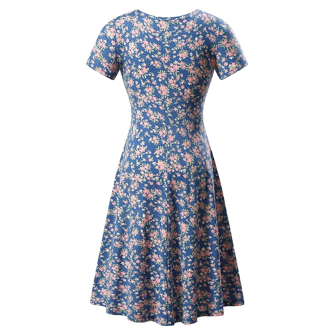 huhot women short sleeve round neck summer casual flared midi dress
