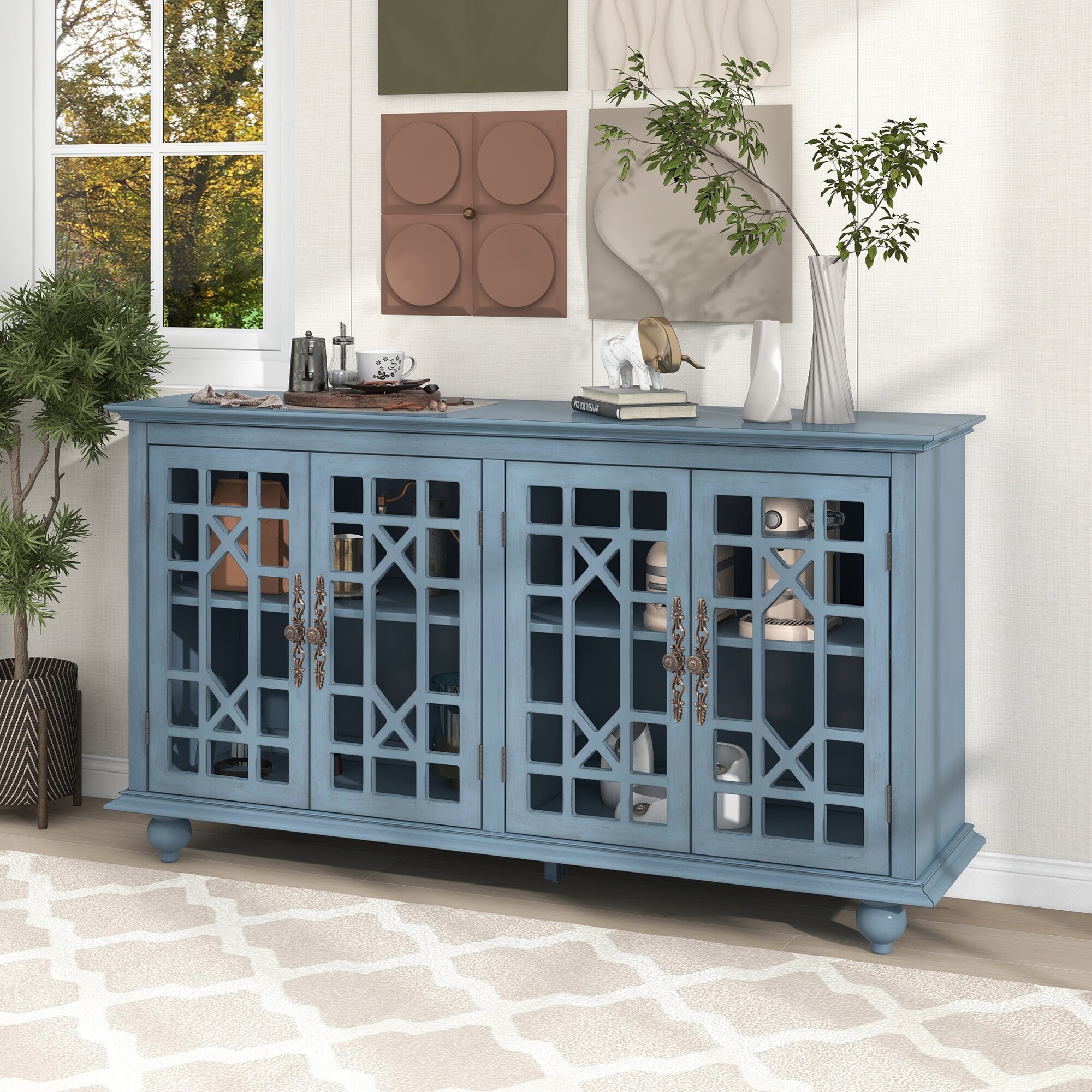 Entryway table cheap with glass doors