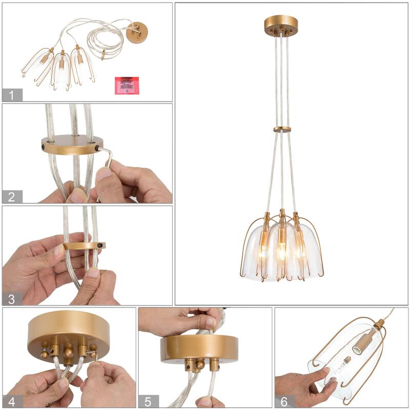 Modern Tulip Glass Island Pendant Light Linear Cluster Chandelier for Dining Room, Entryway