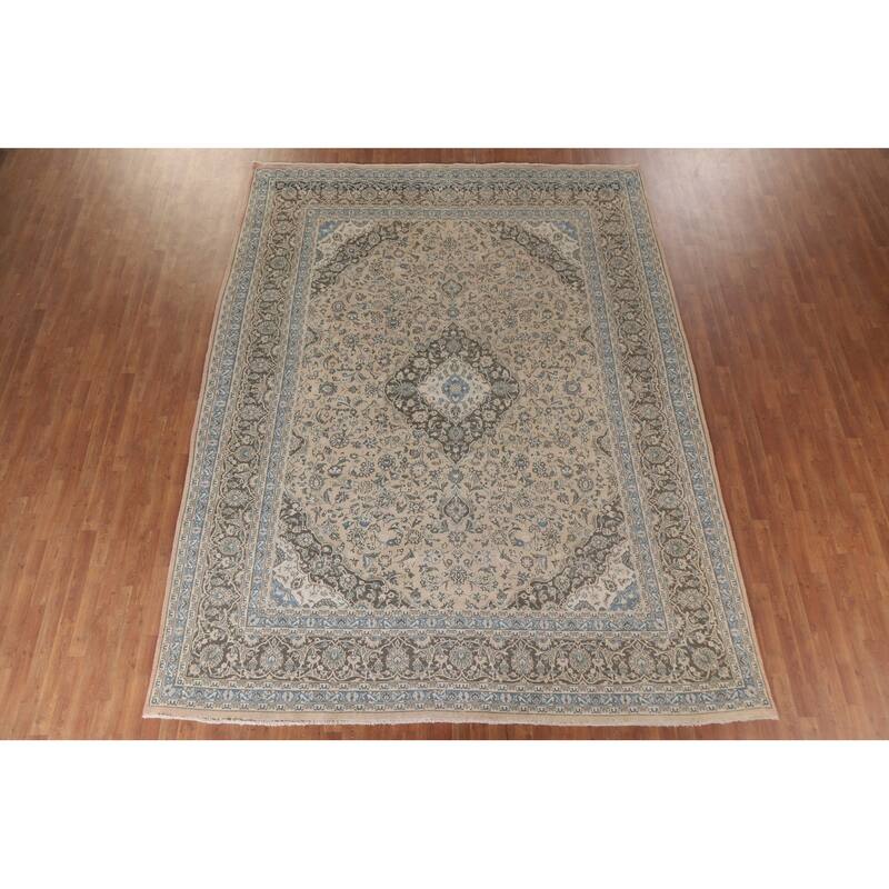 Hand Knotted Oriental 100% Wool Carpet Traditional Floral Peach Mashad Area Rug - 12' 4'' X 9' 5''