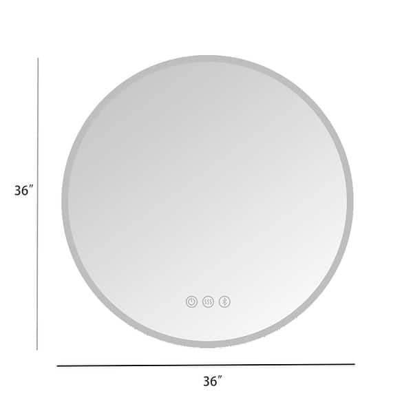 dimension image slide 2 of 3, Round Frameless Wall Mount Anti Fog LED Light Bathroom Vanity Mirror