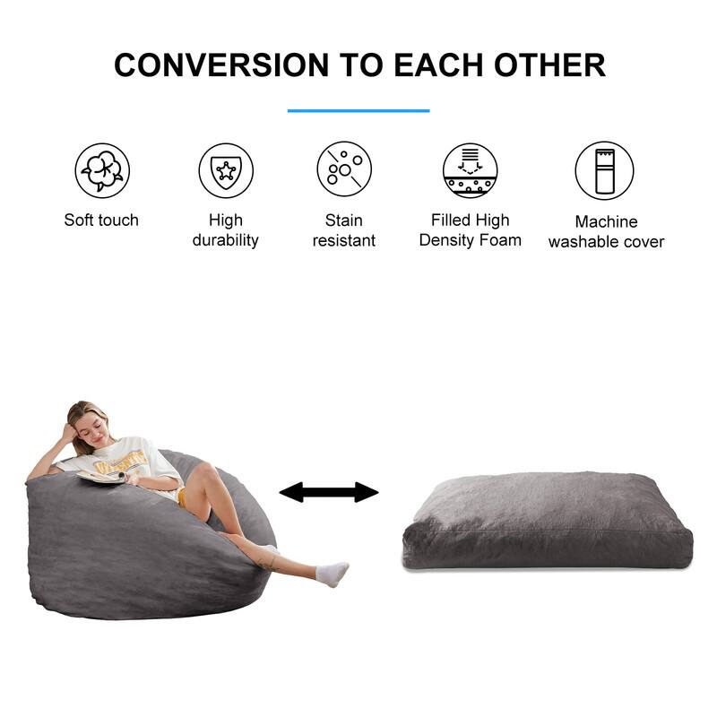 Mixoy Faux Plush Lazy Bean Bag Chairs,Oversized Fluffy Accent Chair,Fuzzy Sofa
