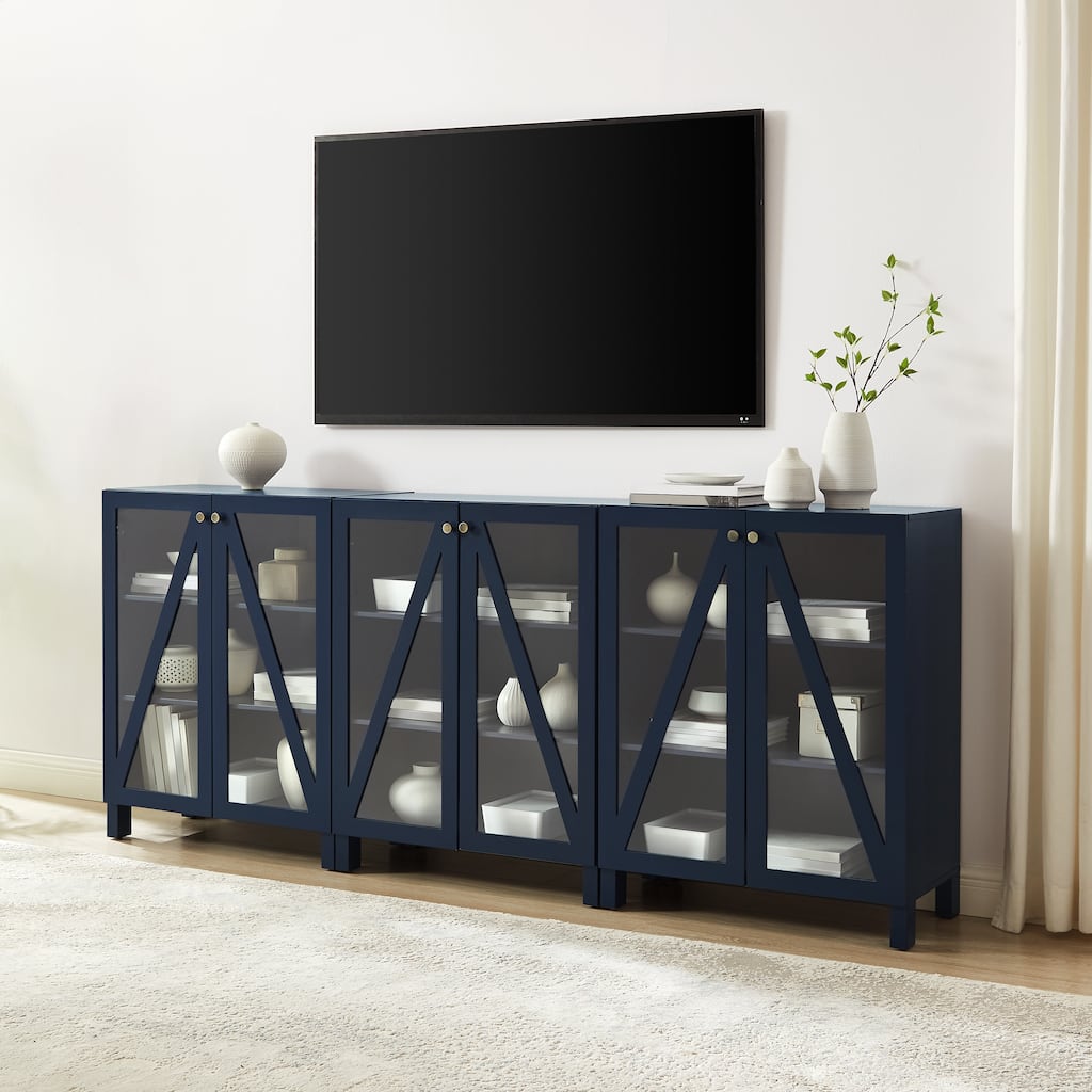 Crosley Cassai 3Pc Media Storage Cabinet Set