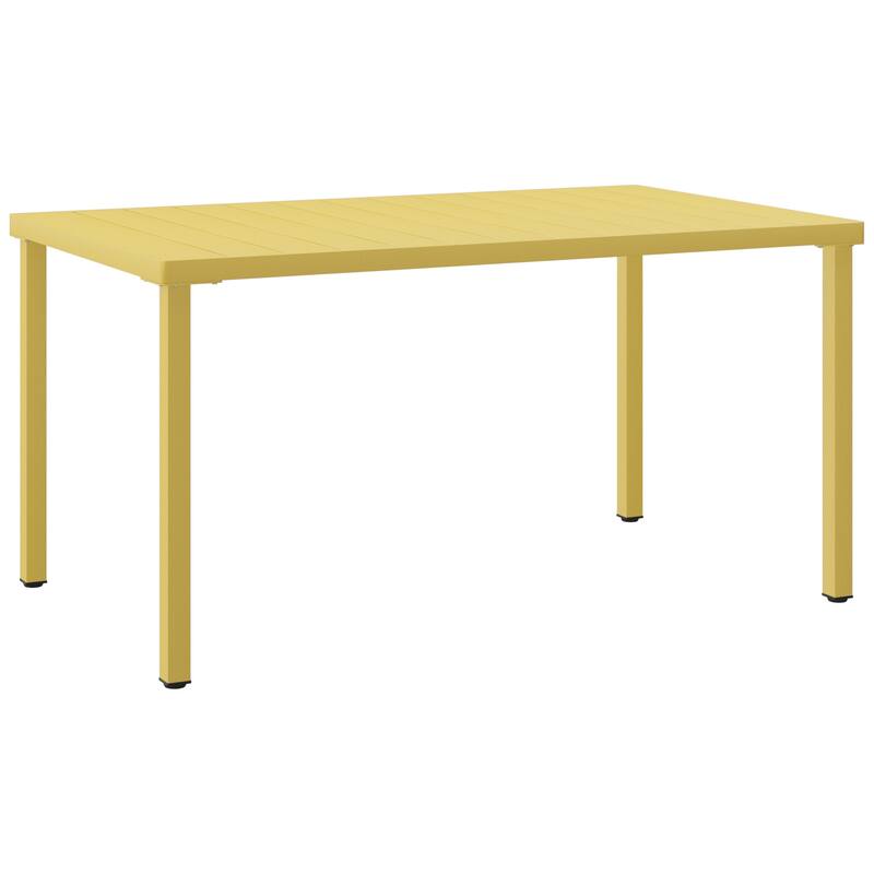 Frond and Form 59 Inch By 35.4 Inch Outdoor Steel Rectangular Dining Table - Yellow