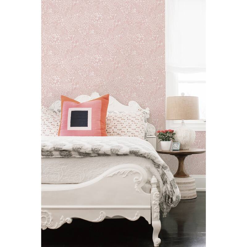A-Street Prints Siv Pink Botanical Wallpaper