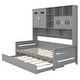 preview thumbnail 13 of 56, Wooden Platform Daybed with Twin Size Trundle, Bookcase Storage Bed with All-in-One Cabinet and Shelf