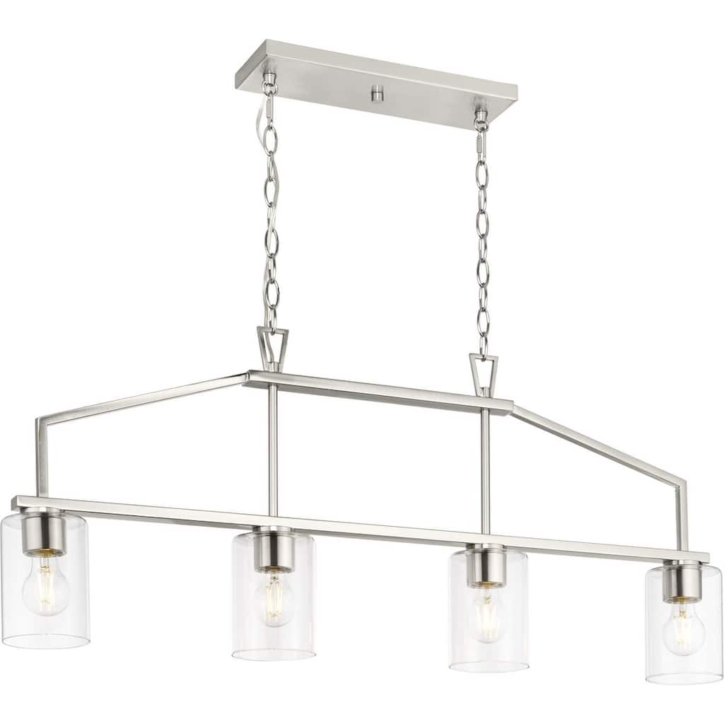 Goodwin Collection Four-Light Brushed Nickel Modern Farmhouse Island Light - 40.375 in x 4.37 in x 16.75 in