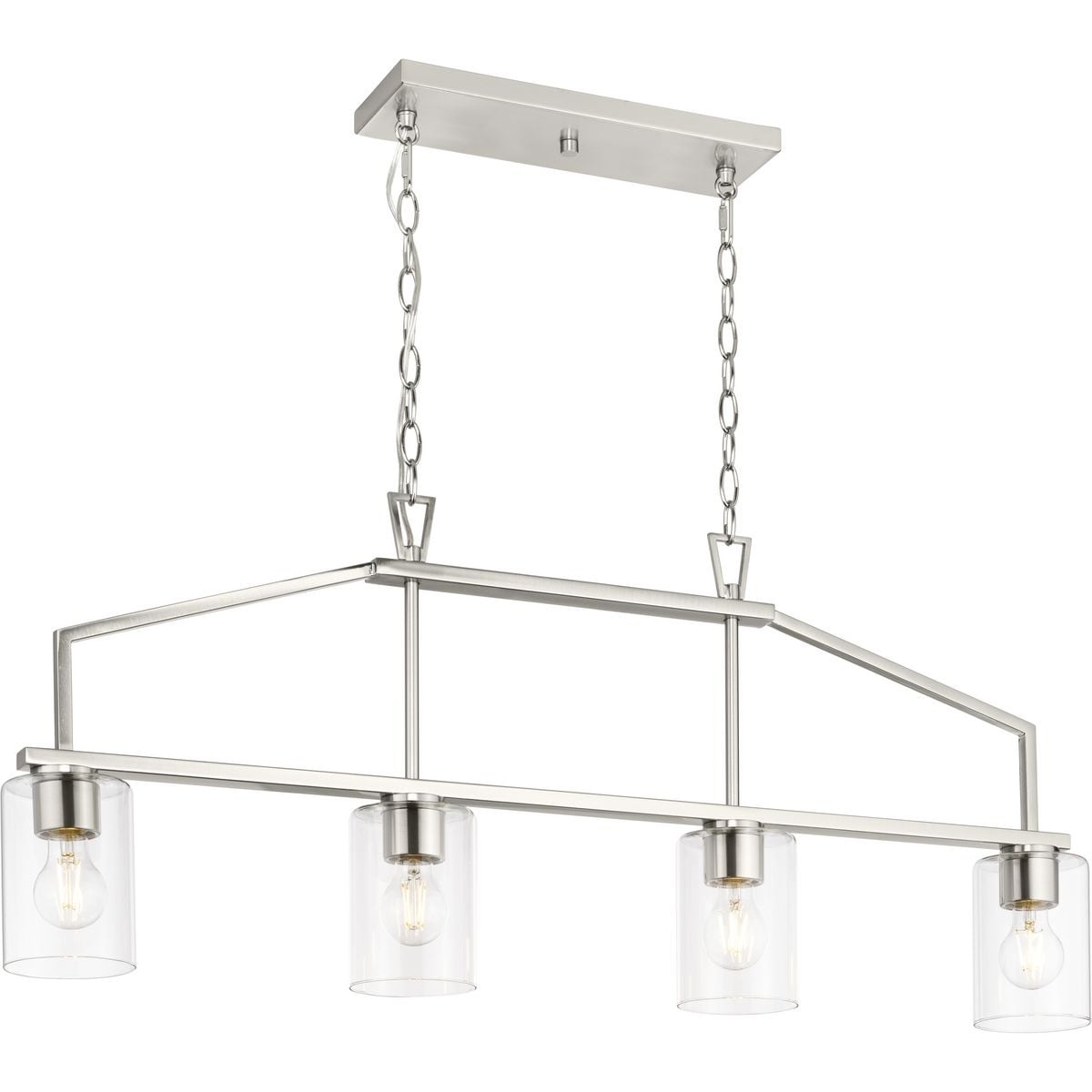 Progress Lighting Goodwin Collection Four-Light Brushed Nickel Modern Farmhouse Island Light - 40.375 in x 4.37 in x 16.75 in