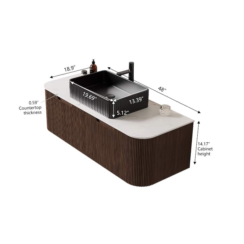 Wall-Mounted Floating Bathroom Vanity with Sink