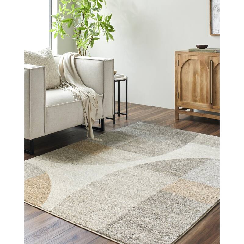 Livabliss Hyde Park Modern Geometric Area Rug - Light Brown/Cream - 5' 3" x 7'