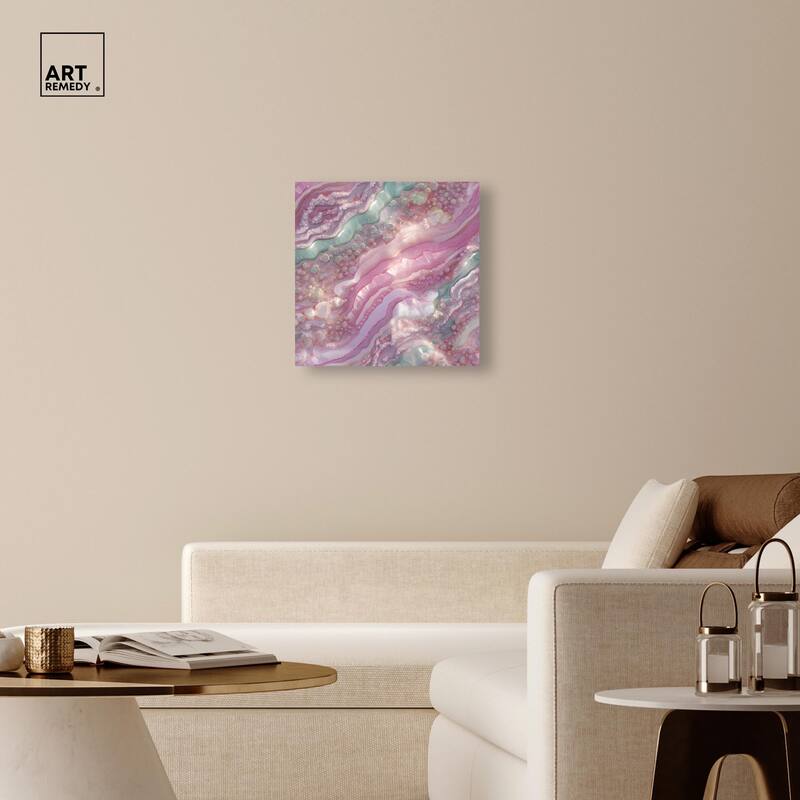 Pink and Mint Crystal I Canvas by Art Remedy, Gallery Wrapped
