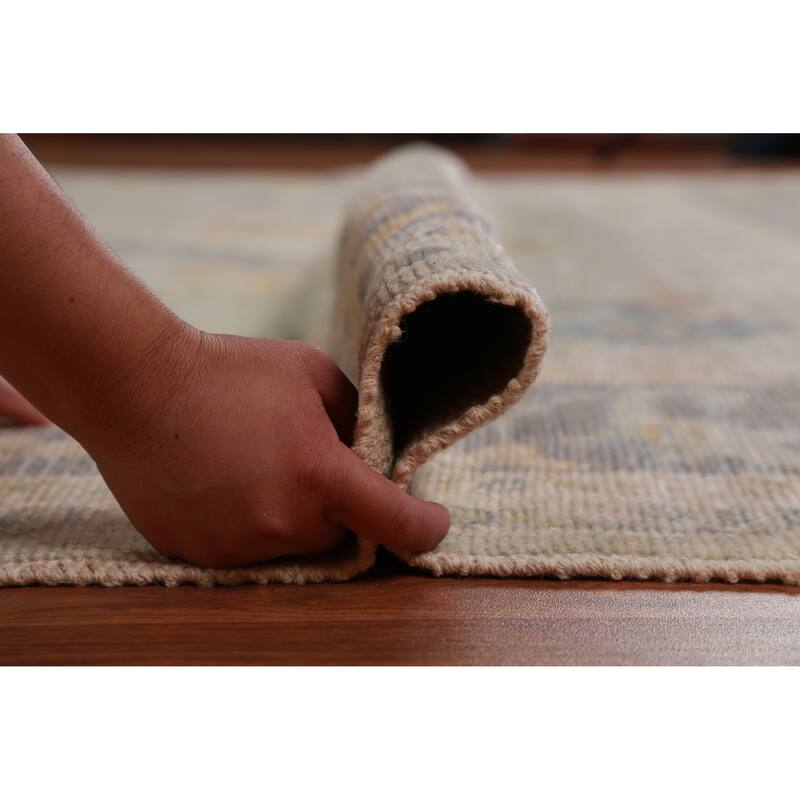 Hand Knotted Oriental 100% Wool Carpet Transitional All-Over Green Oushak Area Rug - 12' 0'' X 9' 3''