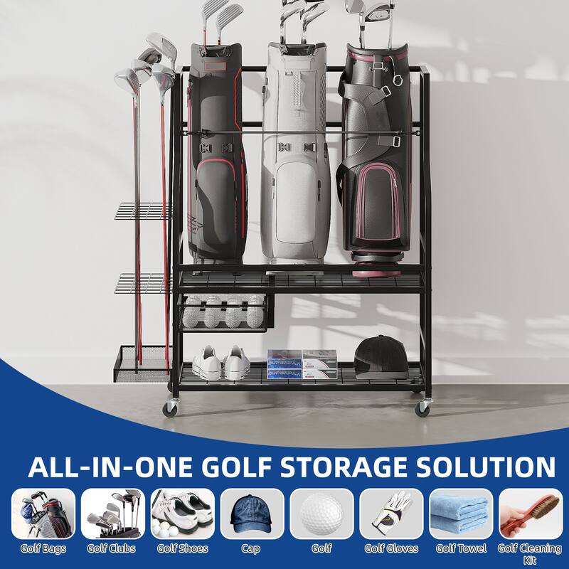 Moasis 3/5 Golf Bag Organizer Stand Holder with Wheels