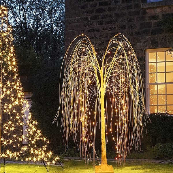 6Ft LED Lighted Tree Weeping Willow Tree, Color Changing Light Up