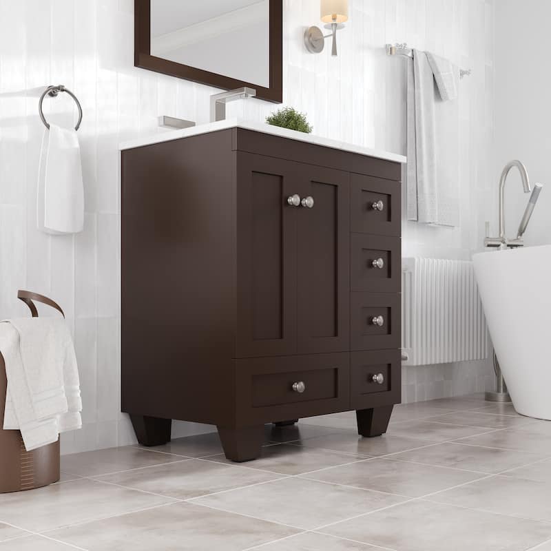 Eviva Acclaim 28 in. Bath Vanity with White Carrara Quartz Top
