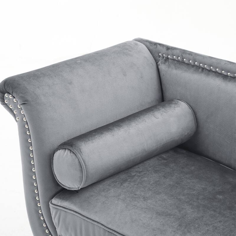 Christopher Knight Home - Velvet Bench with Nailhead Trim & Curved Arms