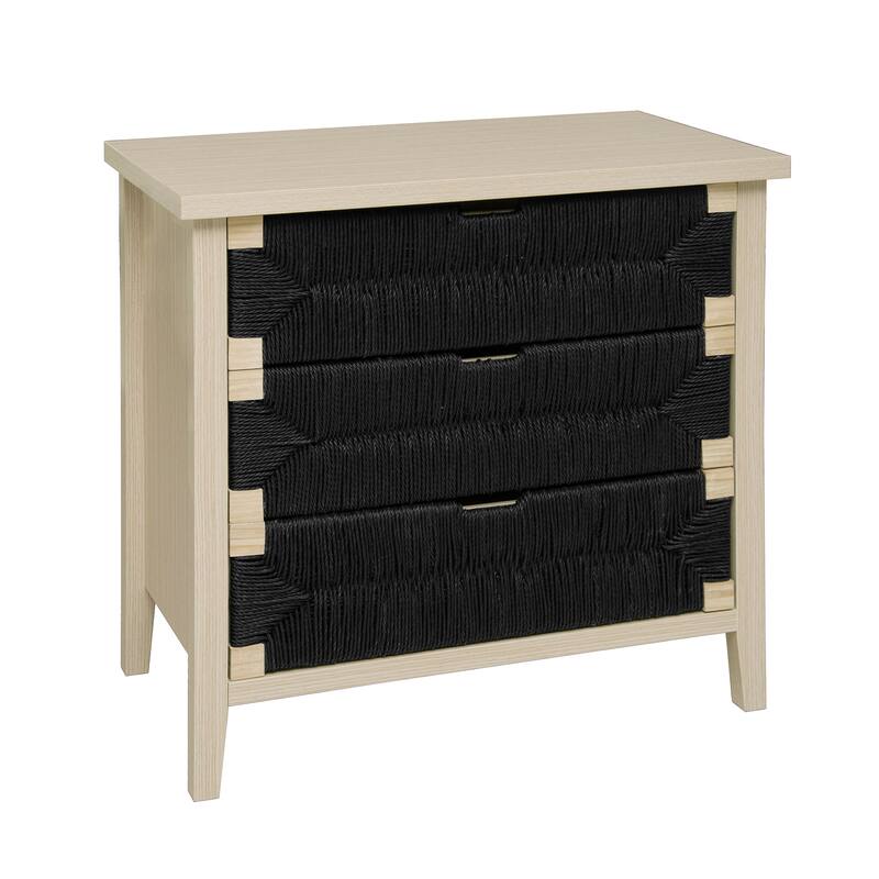 GDFStudio - Modern Woven Rope Drawer Buffet Sideboard with Adjustable Shelves