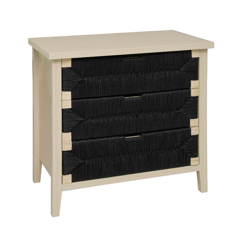 Roomfitters 3 Drawer Buffet Sideboard, Storage Cabinet with Hand-Woven Rope Drawers and Adjustable Shelves, Natural