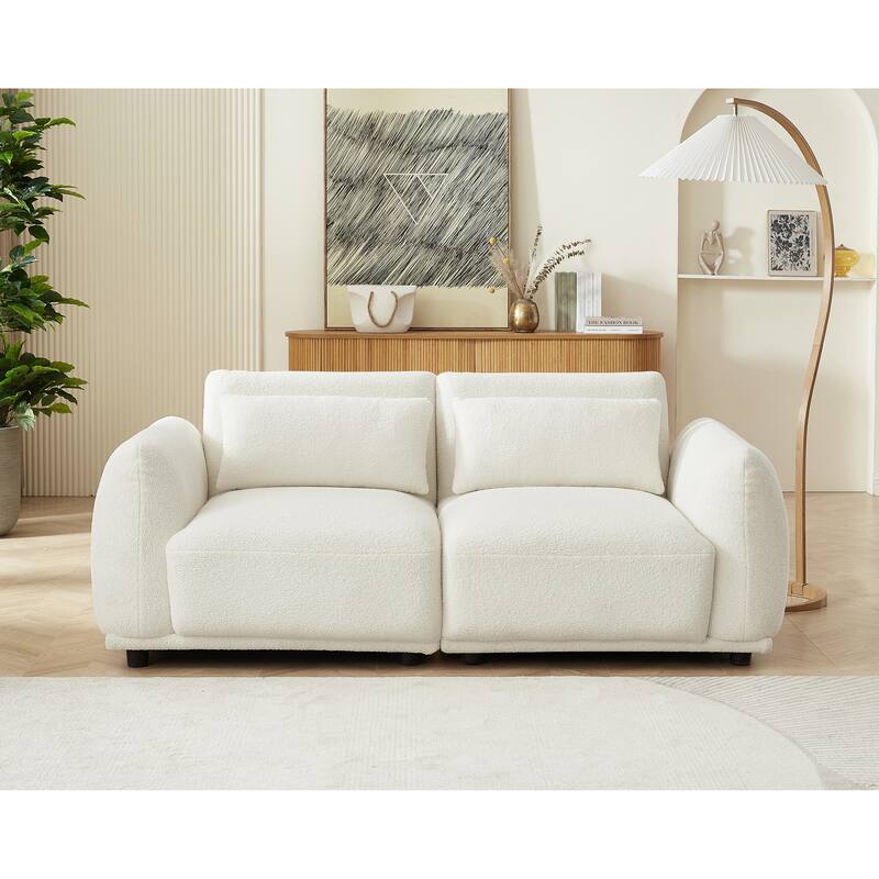 Comfy Lambswool Sectional Couch For Living Room, Boucle Convertible Modular Sofa